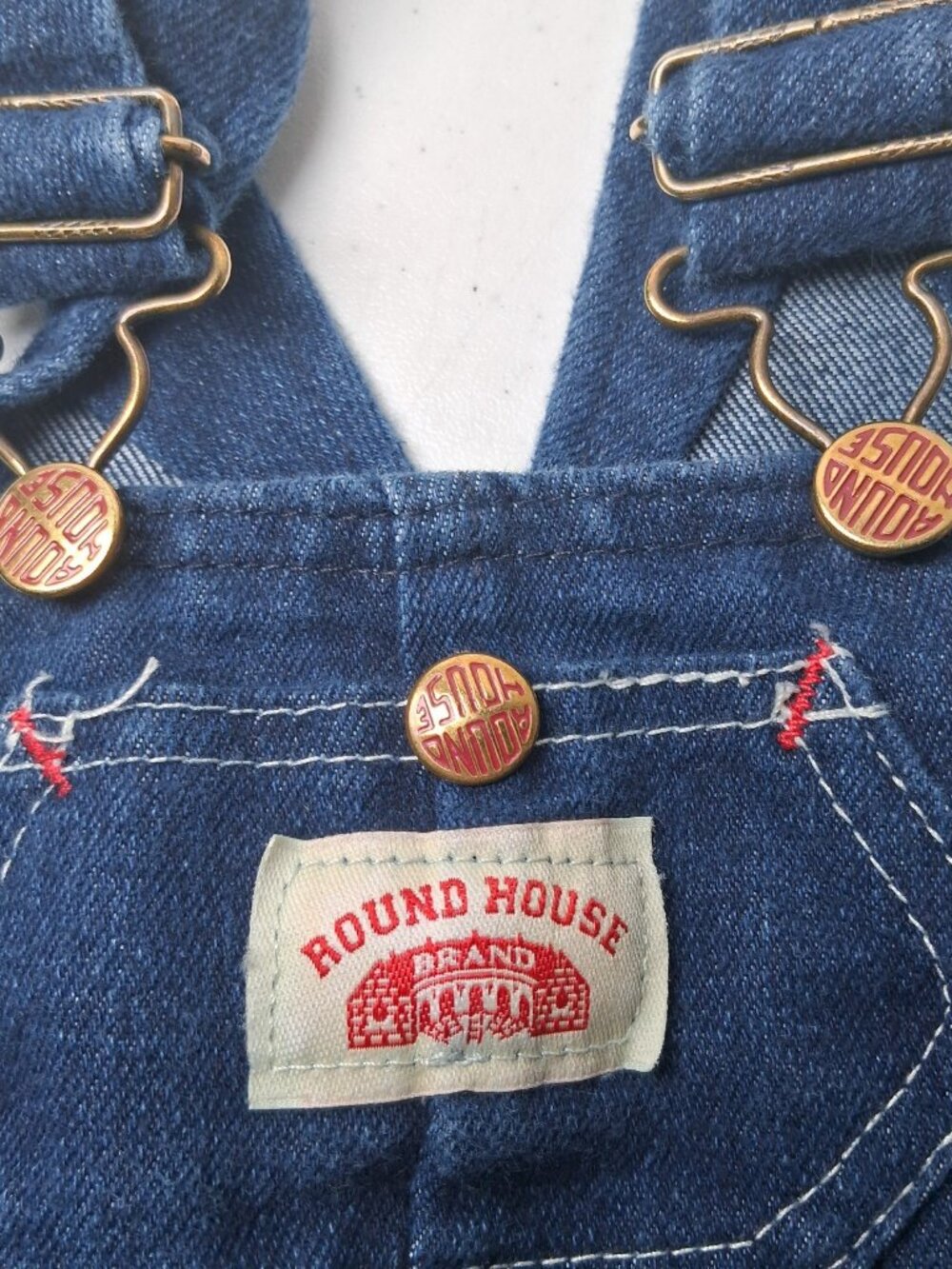 Round House Overalls Youth 4T Dark Wash Blue Denim Bibs Bib Pants USA Made - Picture 5 of 15